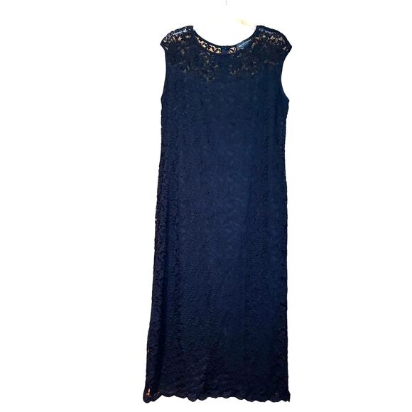 Women's Plus Size Connected Apparel Long Black Lace Formal Sheath Dress, 14W EUC - Picture 1 of 4